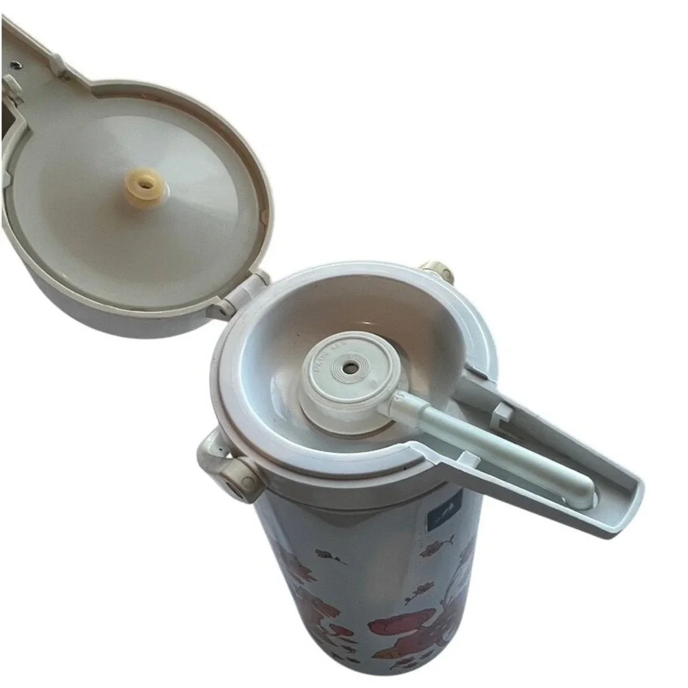 Vintage 70's Yacht Thermal‎ Air Pump Pot Floral Thermos Beverage Dispenser